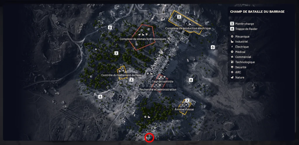 Arc Raiders symbole union emplacement map