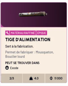 Tige d'alimentation