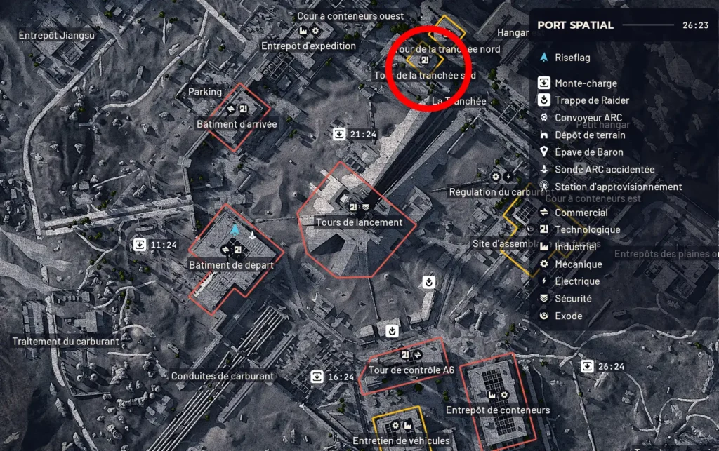 Guide Arc Raiders quête Retour au sommet carte port spatial