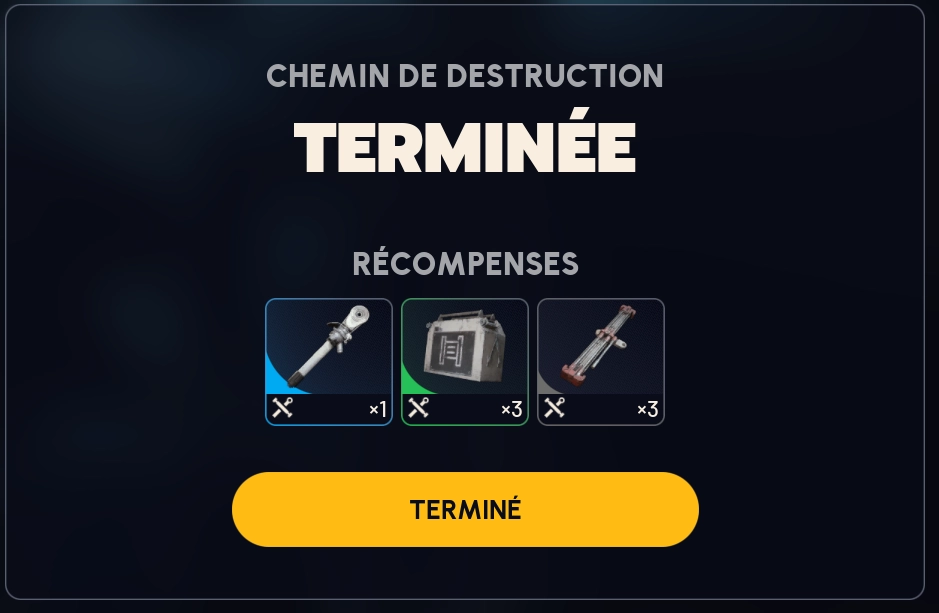 Guide Arc Raiders Chemin de destruction recompenses